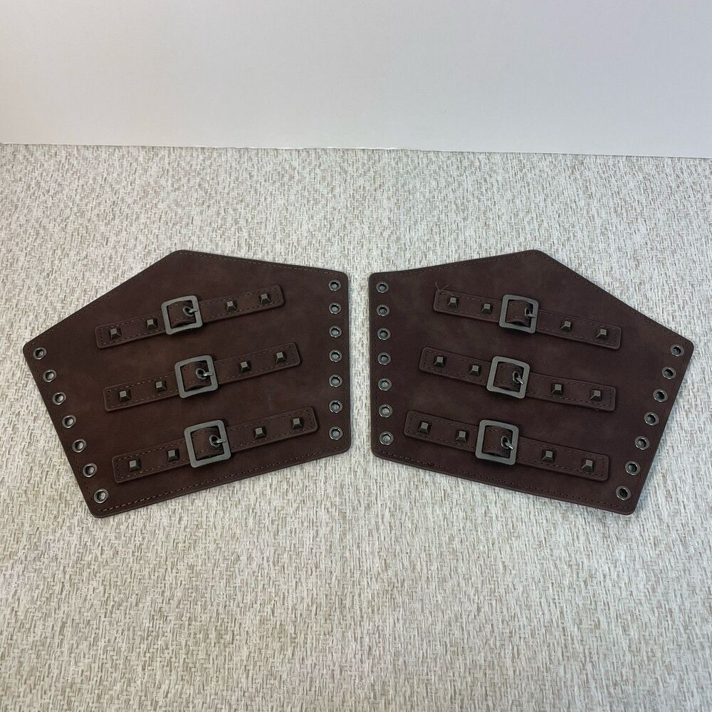Faux Leather Gauntlet Wristband Medieval Bracers Wrist Band Buckle Wide Cosplay